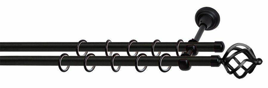 фото Карниз Хелена черный 16 мм 300см: двухрядный