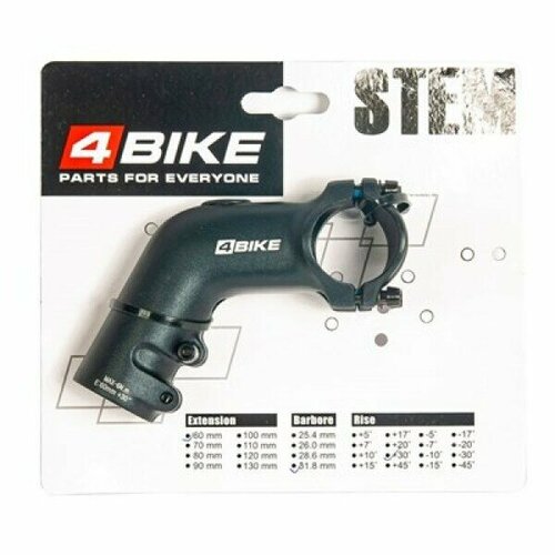 Вынос 4Bike TDS-D617, L:60, R:+30°, D:31.8 мм Черный вынос 4bike tds d616 l 105 r 0 60° d 31 8 мм черный