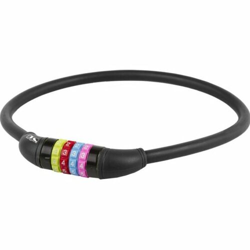 фото Замок m-wave 5-231050 вело кодовый (4 разряда, цветные символы) 12х650мм силиконовый черный