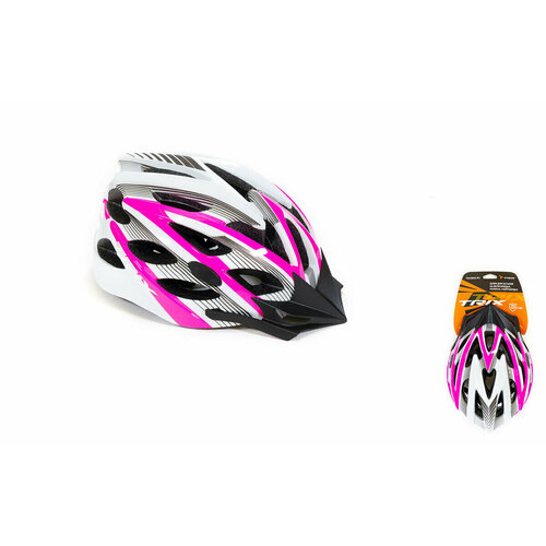 фото Шлем вело trix кросс-кантри 25 отверстий регулировка обхвата l 59-60см in mold розово-белый