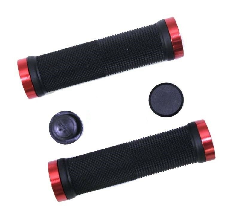 Ручки руля велосипедные (130mm) (резиновые, торцевые заглушки, черные)