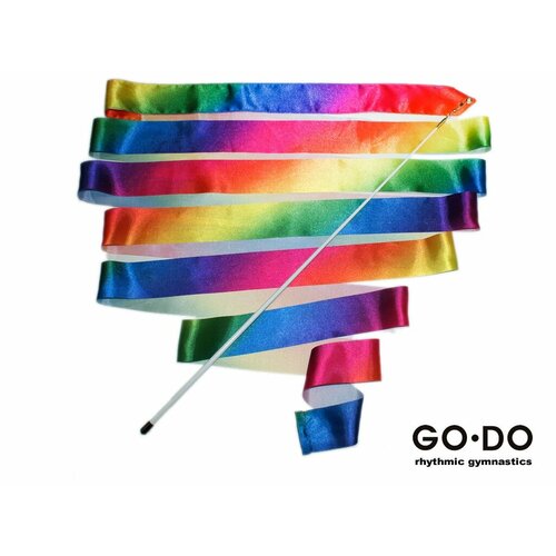 Лента гимнастическая с палочкой. Цвет радуга: PD-02-РА