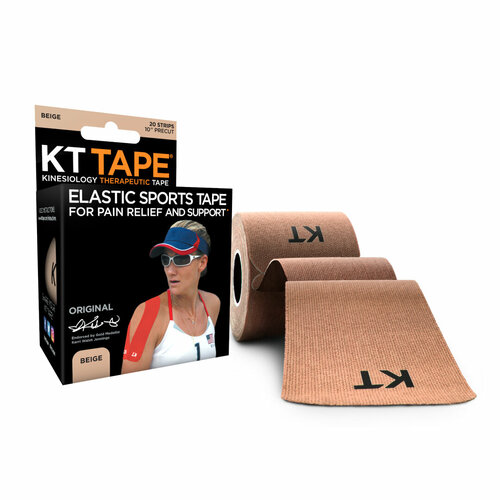 фото Кинезиотейп kt tape original, хлопок, 20 полосок, 25 х 5 см, цвет бежевый