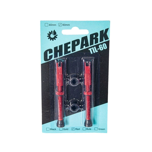 фото Ниппель chepark бескамерный presta 60мм, красный анодированный (пара) til-60red60