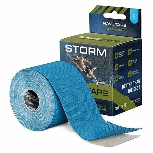 Кинезиотейп RaveTape STORM 5×5 Blue RVTS-BLU-55