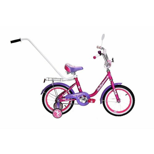 Велосипед двухколесный 14 Black Aqua Princess розовый-сиреневый с ручкой 10299₽