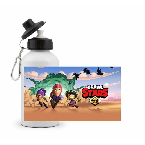 фото Спортивная бутылка бравл старс, brawl stars №8 с кольтом, поко и шелли mewni-shop