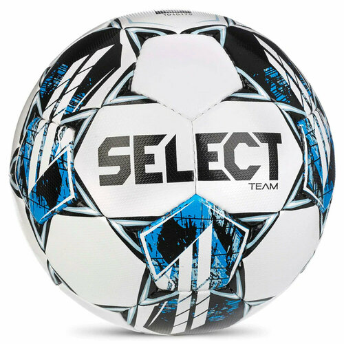 Мяч футбольный SELECT Team Basic V23, 0865560002, р.5, FIFA Basic, 32 пан, гл. ПУ, руч. сш, бело-сине-гол мяч футб select team basic арт 815411 020 р 5 fifa basic 32 пан гл пу руч сш бел син