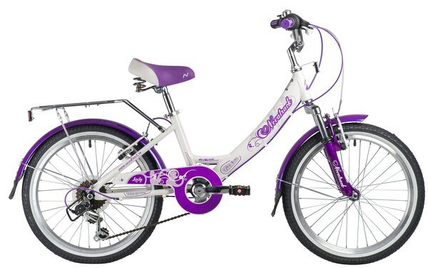 Велосипед 20 Novatrack GIRLISH LINE (6-ск.) (ALU рама) белый/сиреневый WT9