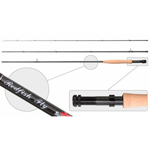 фото Удилище штекерное угольное нахлыстовое 3 колена s master 3091 red fish fly 6/7 class 2,74 м surf master