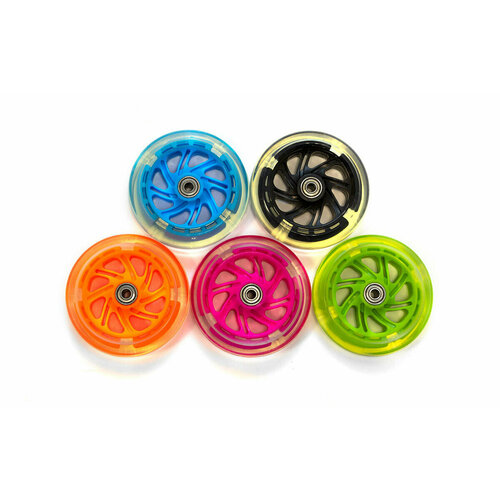 фото Колесо для детского самоката, 120мм, с подшипниками abec 7, переднее, светящееся, пластик, зеленое trix