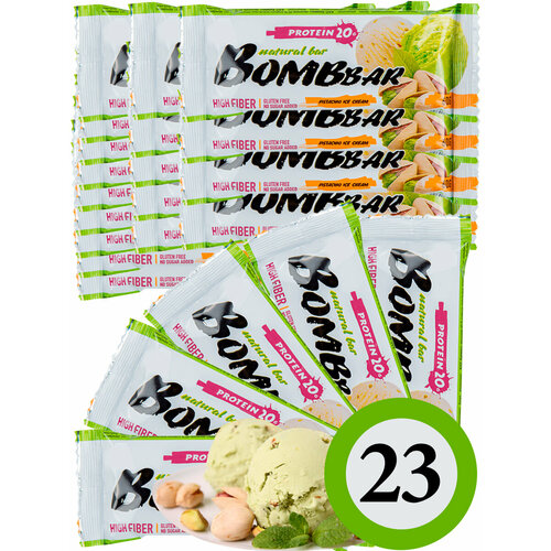 фото Протеиновый батончик bombbar protein bar 23 x 60 г, фисташковый-пломбир