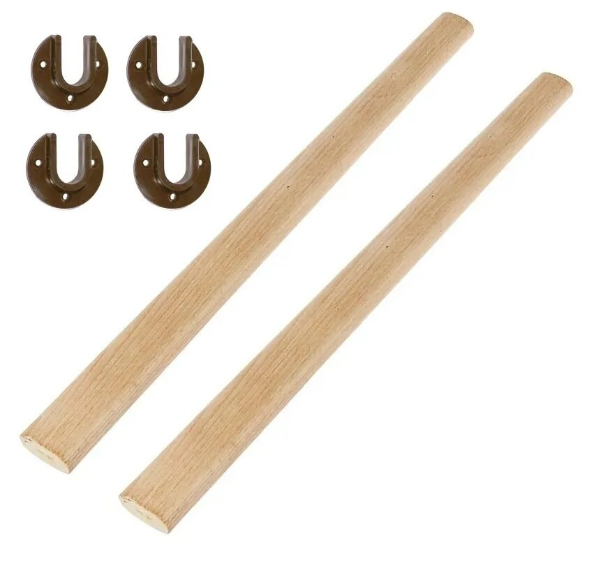 фото Деревянные вешалки 2 штуки, 846 мм, в подарок 4 коричневых штангодержателя