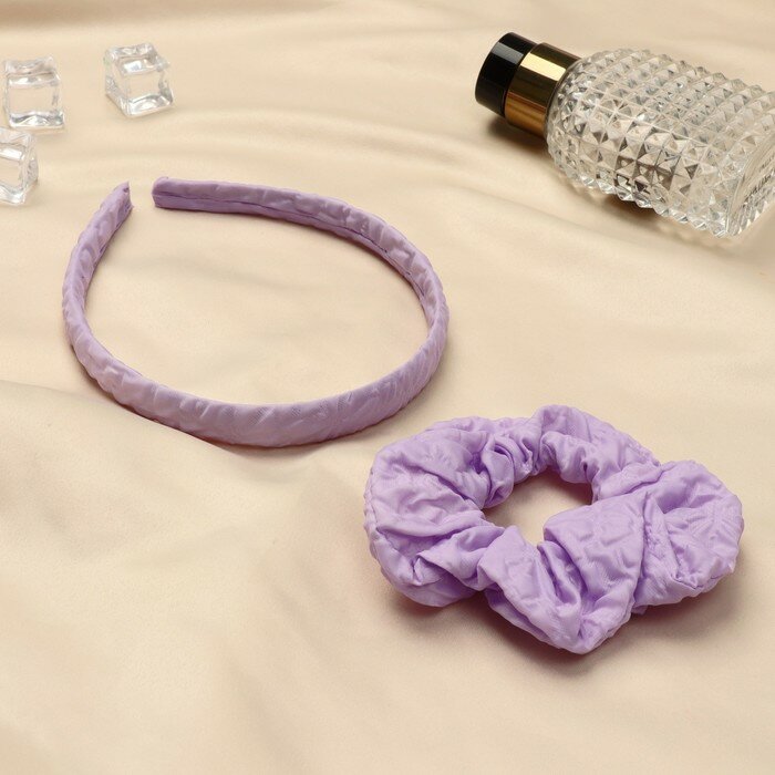 Набор для волос "Эмилия" (резинка, ободок 1,5 см) жатка, фиолетовый 9709046