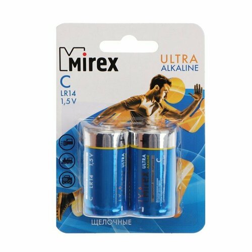 Батарейка алкалиновая Mirex, C, LR14-2BL, 1.5В, блистер, 2 шт. (комплект из 5 шт) алкалиновая батарейка тип с lr14 1 5 v 2 шт блистер rexant