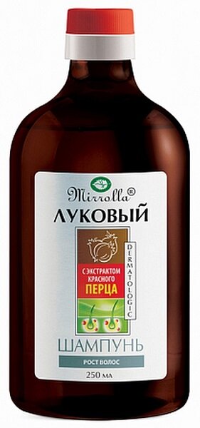 Шампунь луковый с экстрактом красного перца от выпадения волос Mirrolla 250 мл.