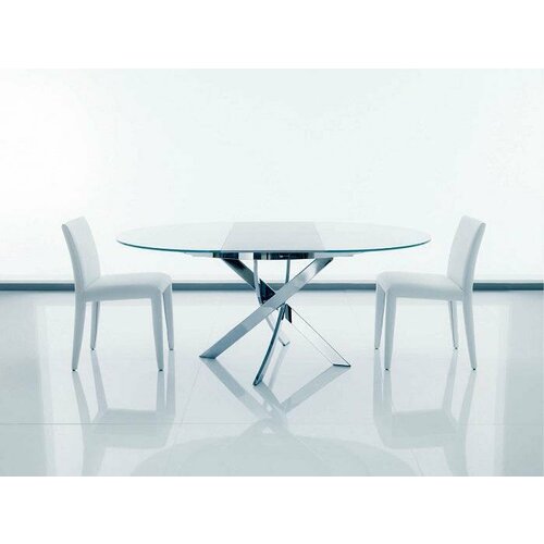 Стол Bontempi Стол BARONE (01.92) G093 хром/С150 э-бел. гл. стекло, L021алюм. вставка арт. 01.92. G093. C150. L021