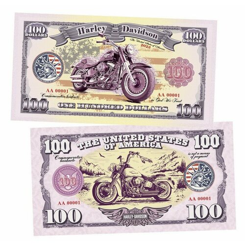 100 долларов (Dollars) — США. Харлей Дэвидсон (Harley Davidson) металлическая наклейка в стиле харлей дэвидсон harley davidson 130х74мм 1шт 4шт