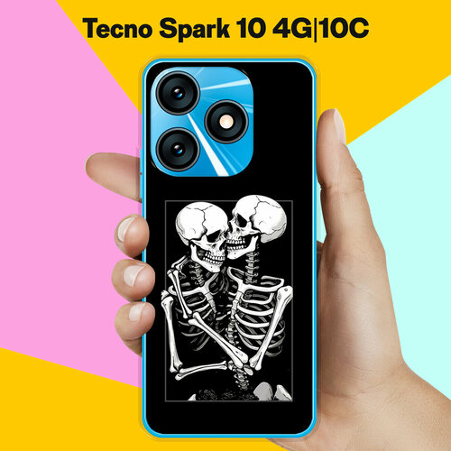 Силиконовый чехол на Tecno Spark 10 4G / Tecno Spark 10C Скелеты / для Текно Спарк 10 4 Джи / Текно Спарк 10С силиконовый чехол на tecno spark 10 4g tecno spark 10c много котов для текно спарк 10 4 джи текно спарк 10с