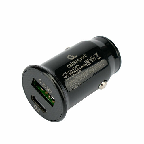 Зарядное устройство Gembird Cablexpert USB - Type-C QC3.0 PD MP3A-UC-CAR23 черный