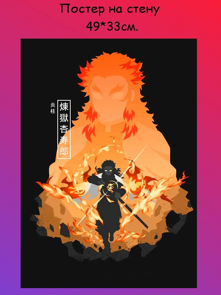 Постер, плакат на стену "аниме Клинок, рассекающий демонов" 49х33 см (A3+)