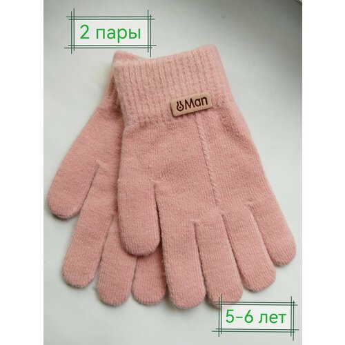Перчатки , размер 5-6 лет, розовый