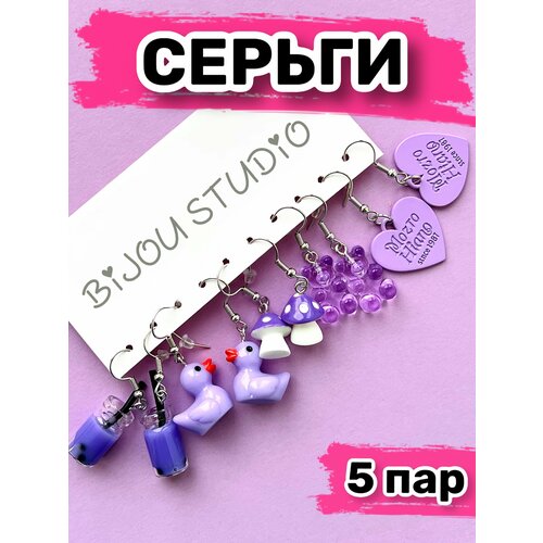 фото Комплект серег bijou.studio набор украшений для девочки, белый, черный