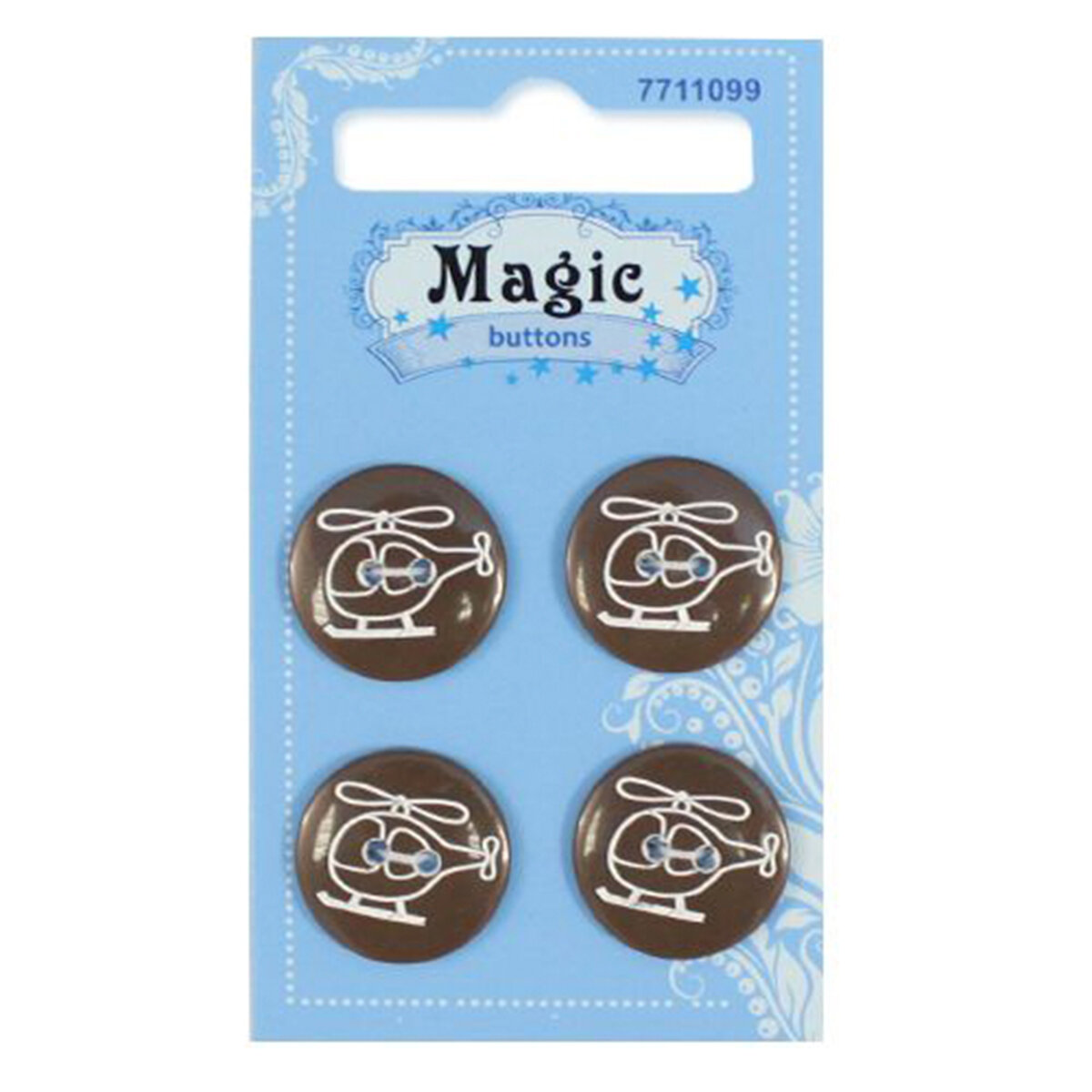 Пуговицы Magic Buttons 'Вертолетик', 28L (18 мм), 2 прокола, пластик, 4 шт