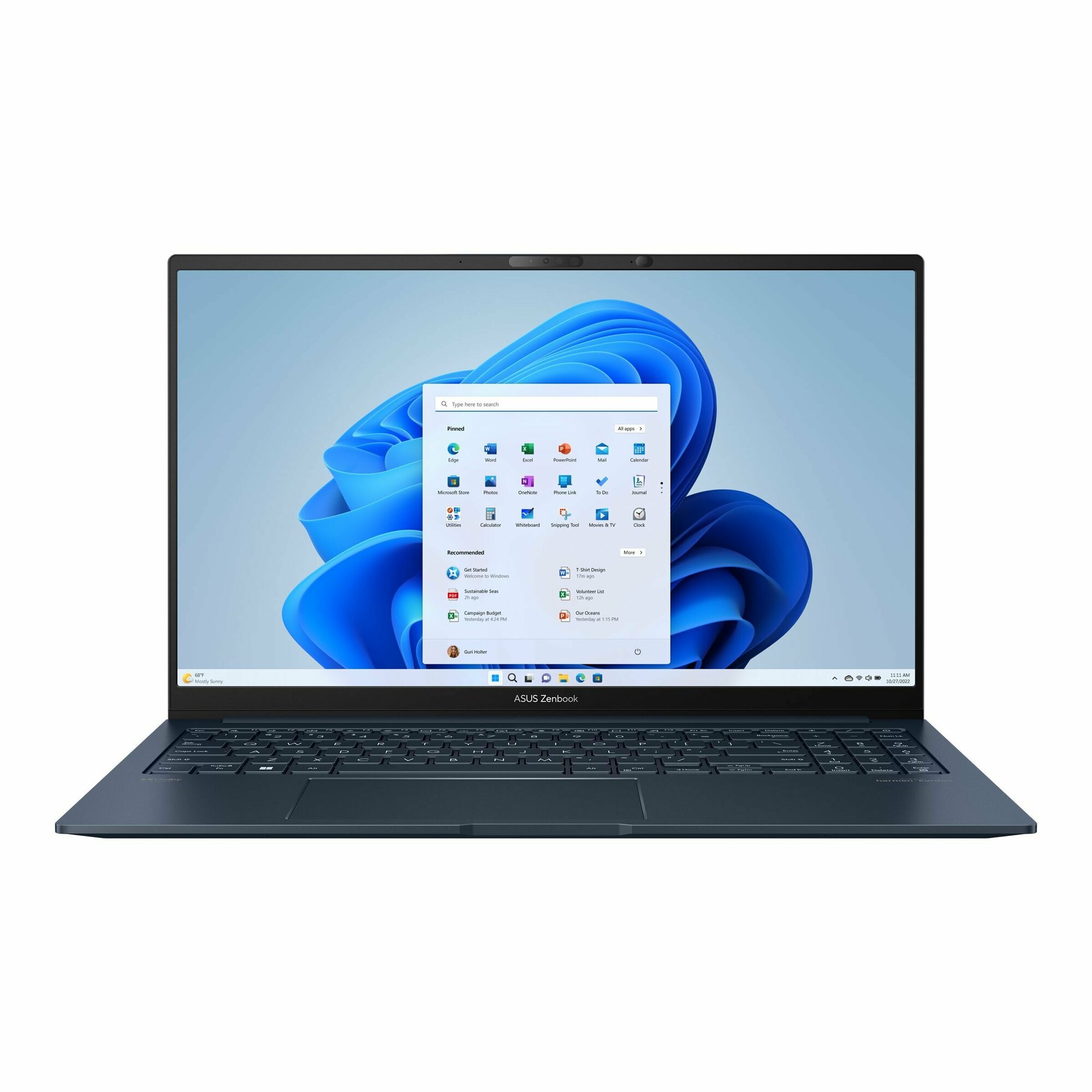 Ноутбук ASUS Zenbook 15 OLED UM3504DA-MA432 15.6 (2880x1620) OLED 120Гц/AMD Ryzen 5 7535U/16ГБ LPDDR5/512ГБ SSD/Radeon Graphics/Без ОС синий (90NB1161-M00KL0)