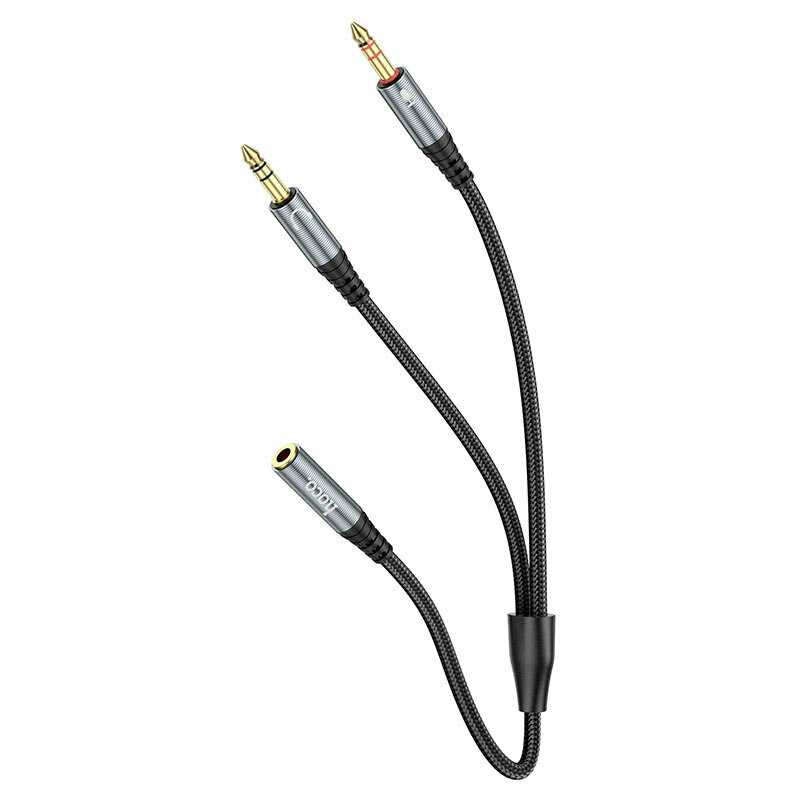 Кабель AUX, Jack 3,5mm(m) - 2xJack 3,5mm(f) HOCO UPA21, 0.25м, круглый, нейлон, цвет: серебряный — фото 7