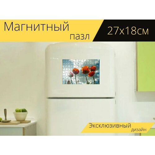Магнитный пазл Маки, цветы, солнечный свет на холодильник 27 x 18 см. магнитный пазл цветы солнечный свет на холодильник 27 x 18 см