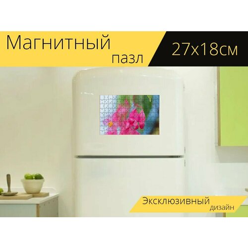 Магнитный пазл Цветы, розовые цветы, лепестки на холодильник 27 x 18 см. магнитный пазл цветы лепестки ваза на холодильник 27 x 18 см