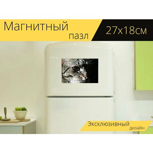 фото Магнитный пазл "кошка, тень, портрет животных" на холодильник 27 x 18 см. lotsprints