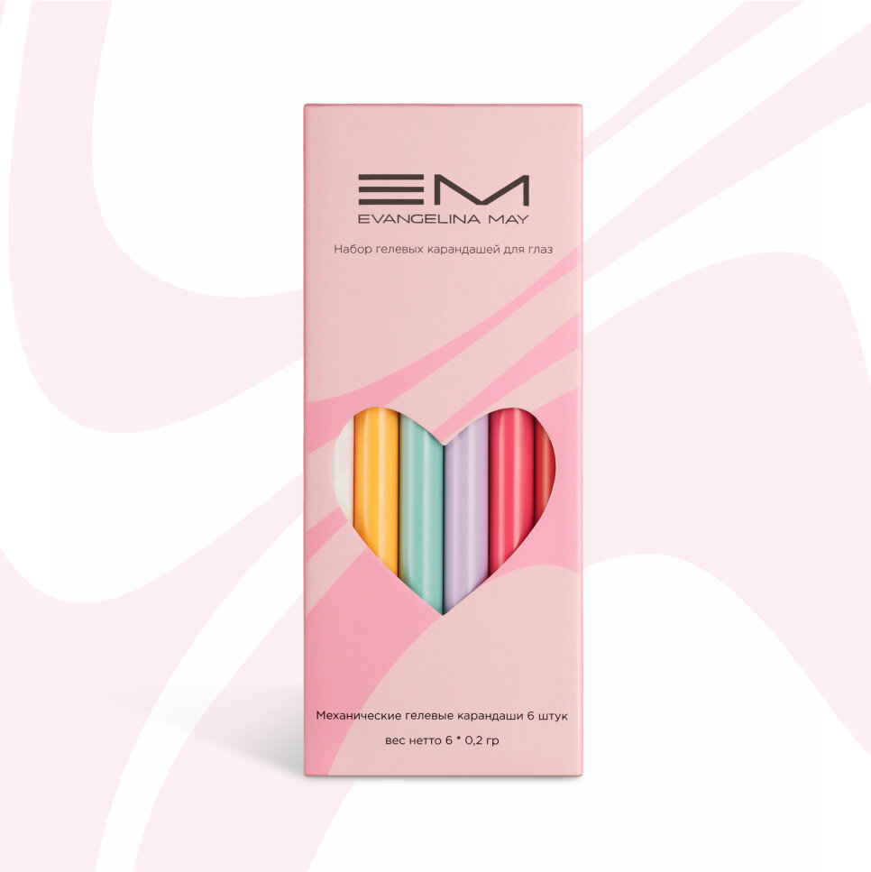 Набор карандашей Evangelina May для глаз, гелевая текстура, 6шт — фото 1