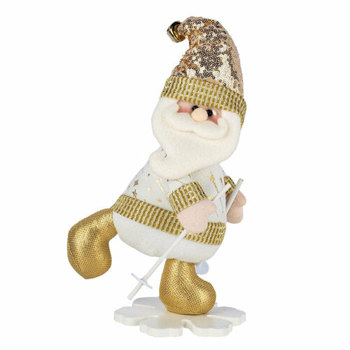Игрушка декоративная мягконабивная Дед мороз бел/зол 20x14,5x31см 90614