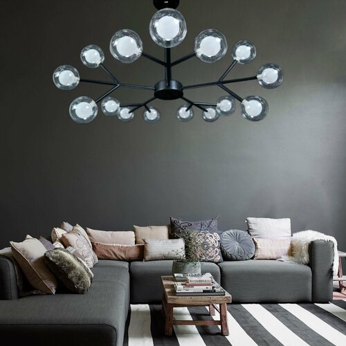 Люстра потолочная светодиодная в стиле модерн, 15 плафонов, черная