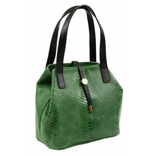 фото Сумка торба sefaro повседневная, натуральная кожа, фактура под рептилию, внутренний карман, складная, зеленый