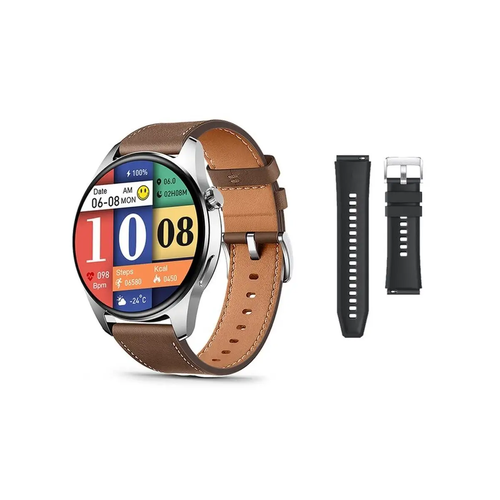 Умные часы круглые, Smart Watch HK4 HERO Серебристые, 2 ремешка, Flupsic