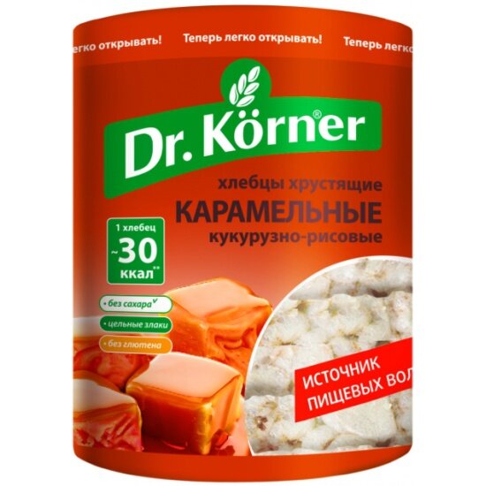 Хлебцы Dr. Korner "Кукурузно-рисовые карамельные", 90 гр.