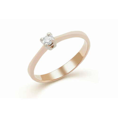 Кольцо помолвочное РОСТЗОЛОТО, красное золото, 585 проба, фианит, размер 17, красный, золотой