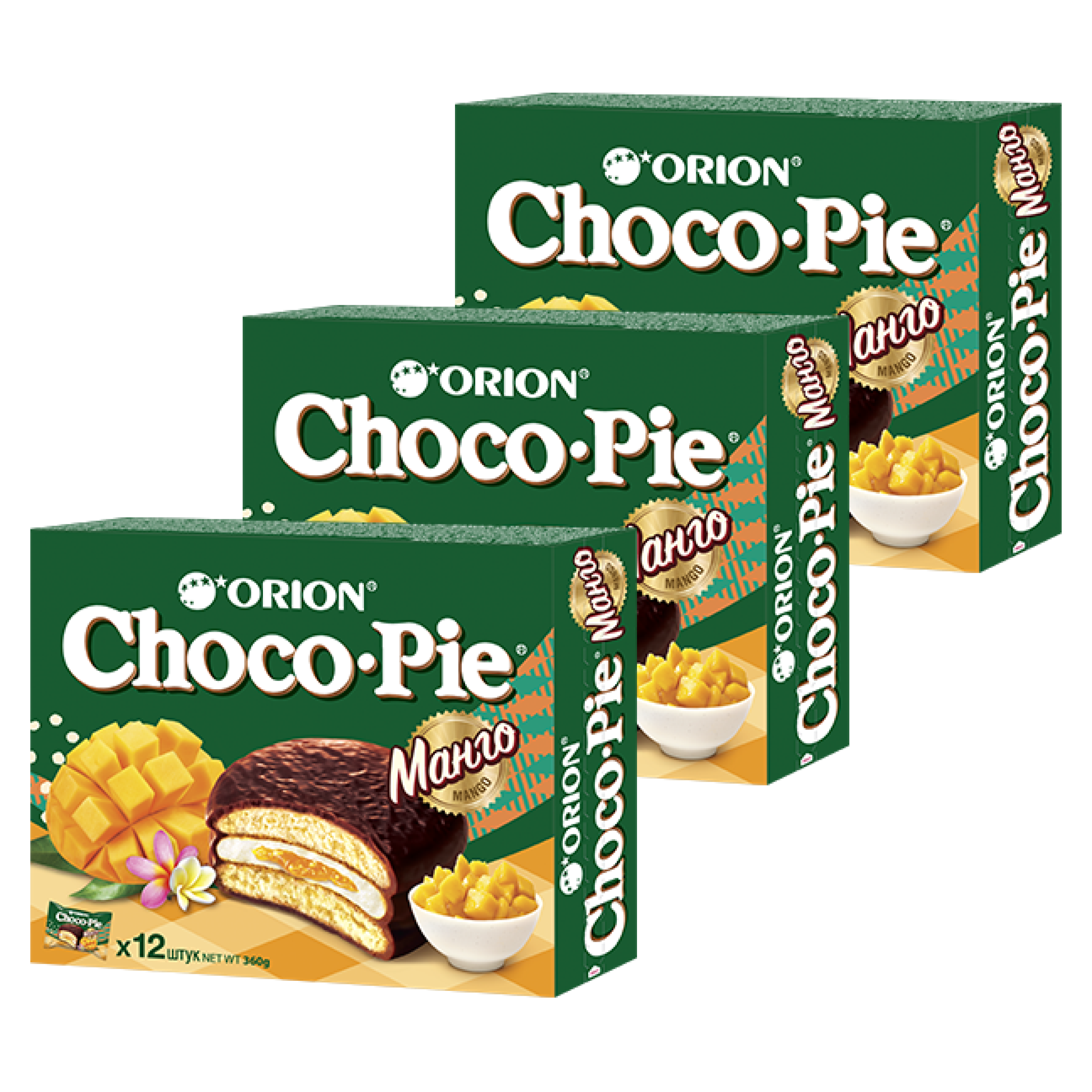 Печенье Orion Choco Pie Манго, 3 шт по 360 г - фотография № 3