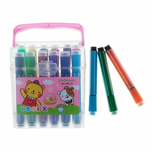 Фломастеры 18 цветов толстые с печатью вентилируемый колпачок 1 шт 848₽