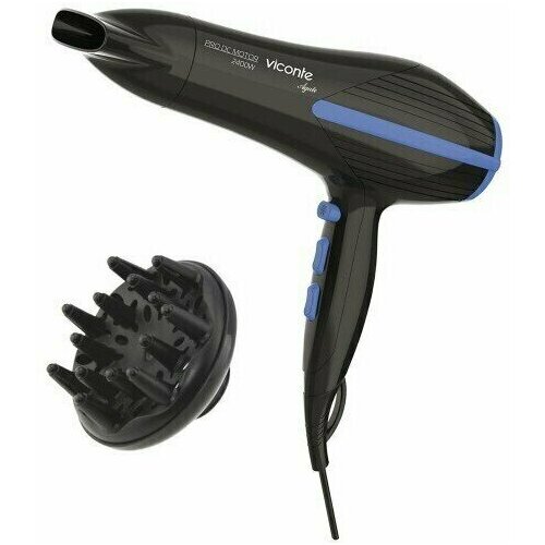 Фен Viconte VC-3752 (черный/синий) фен babyliss bab6510ire 2400 вт 2 скорости 4 температурных режима 2 насадки