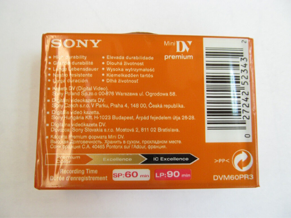 Цифровая видео кассета mini DV Sony DVM 60, DVM60PR3.