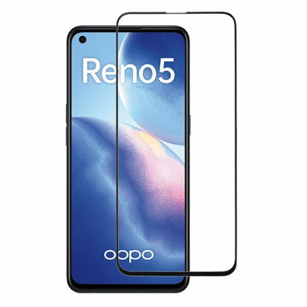 Защитное стекло 3D Tempered Glass для OPPO Reno 5 (4G / 5G) полный клей ( черная рамка )