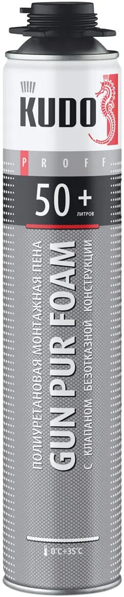 ПЕНА ПИСТОЛЕТНАЯ "PROFF 50+" ПРОФИ 1000 МЛ/870 Г (12) "KUDO" - фото №3