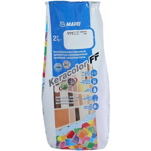 Затирка швов Mapei Keracolor FF 2 кг №111 светло серая затирка цементная mapei keracolor ff 111 цвет светло серый 2 кг