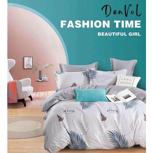 Комплект постельного белья на резинке по кругу, DENVOL, Евро, Хлопок, Fashion Time