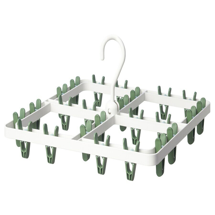IKEA SLIBB подвесная сушилка для вещей на 24 прищепки , зеленый - фотография № 1