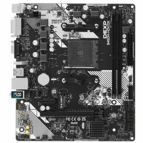 Материнская плата DEXP B450M-HDV/DX материнская плата asrock b450m hdv r4 0 am4 b450 2xddr4 vga dvi hdmi matx